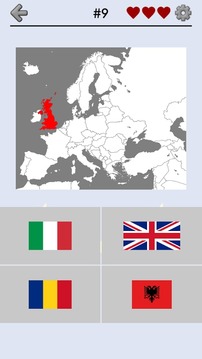 欧洲国家 - 关于欧洲所有国家，地图，旗帜和首都的测验游戏截图1