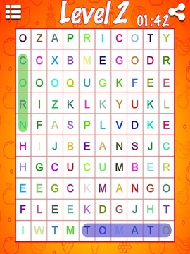 Word Search Fruits And Vegetable游戏截图1