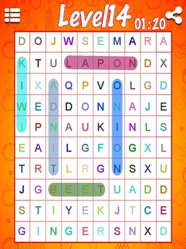 Word Search Fruits And Vegetable游戏截图3