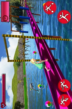 Kids Stunts Water Running Race游戏截图2