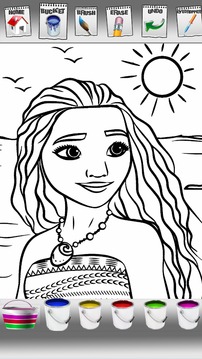 Princess maona coloring book game游戏截图4