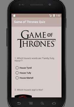 GAME OF THRONES QUIZ -Stark Eddard Baratheon Arryn游戏截图1