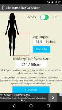 Bike Frame Size Calculator游戏截图3