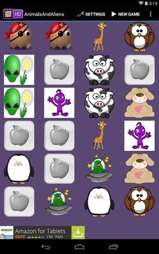 Animals & Aliens Memory Game游戏截图2