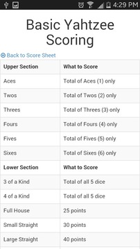 Yahtzee Score Sheet游戏截图3