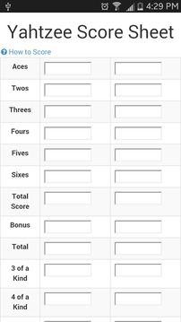 Yahtzee Score Sheet游戏截图4