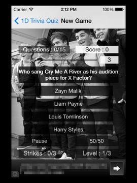 1D - One Direction Trivia Quiz游戏截图2