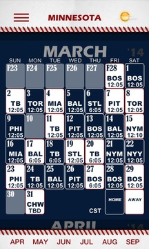 Baseball Pocket Sked - Twins游戏截图1