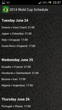 2014 World Cup Schedule FULL游戏截图3