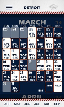 Baseball Pocket Sked - Tigers游戏截图1
