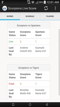 Scorpions Lacrosse Scores游戏截图1