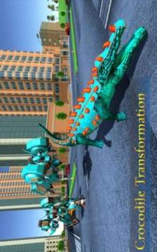 US Police Robot Car Cop Transform Crocodile Game游戏截图3