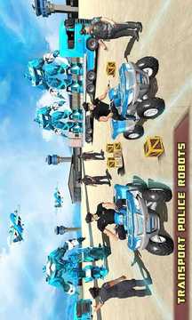 US Police ATV Quad Bike Robot Car Transporter Game游戏截图2