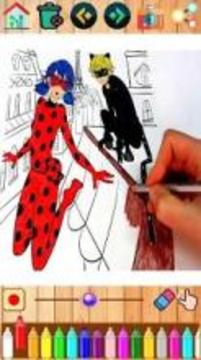 Coloring miraculous ladybug and cat noir hero游戏截图2