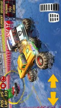 Police Monster Truck Gangster Chase Water Surfing游戏截图2