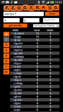 Feudfraud - Wordfeud helper游戏截图4