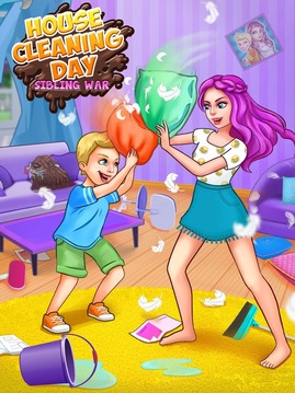 Siblings War - Cleaning Day游戏截图5