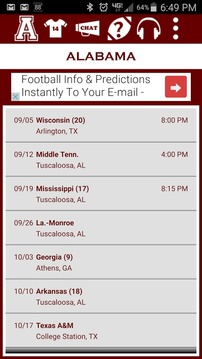 2014 Alabama Football Schedule游戏截图1