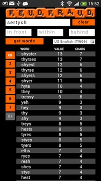 Feudfraud - Wordfeud helper游戏截图1