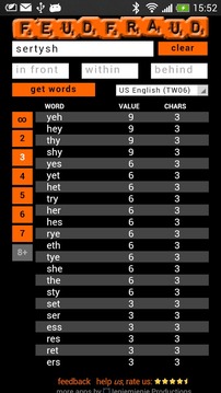 Feudfraud - Wordfeud helper游戏截图2