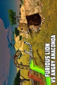 Furious Lion Vs Angry Anaconda Snake: Wild Sim游戏截图1