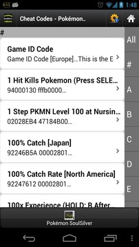 Cheat Codes Pokémon SoulSilver游戏截图1