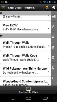 Cheat Codes Pokémon SoulSilver游戏截图4
