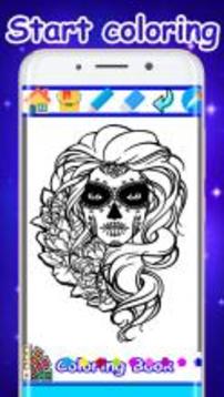 Sugar Skull coloring Mandala book游戏截图3