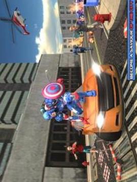 Captain Robot of America Flying Robot Bike Rescue游戏截图5