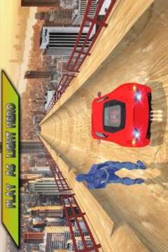 Light Hero Vs Super Cars Vertical Stunts游戏截图5