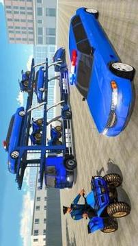 US Police limousine Car Quad Bike Transporter Game游戏截图4