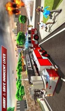 Fire Truck Driving Rescue 911 Fire Engine Games游戏截图1