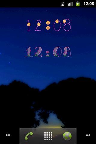 Flowers Digital Clock Widget截图2