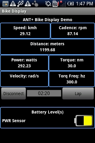 ANT+ Bike Display Demo截图1