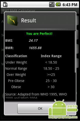 BMI/BMR 计算器截图2