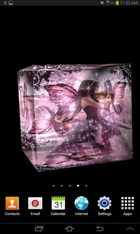 Pink Sparkling Butterfly Fairy Cube Live Wallpaper截图3