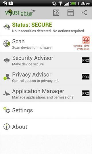VIRUSfighter Android FREE截图2