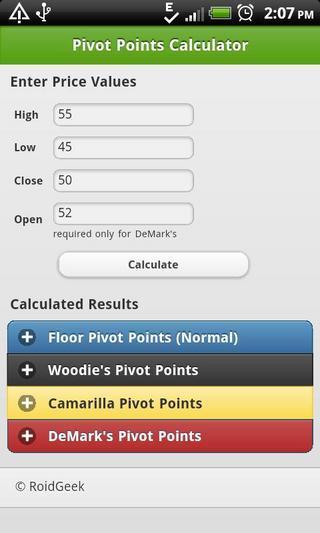 Pivot Points Calculator截图1