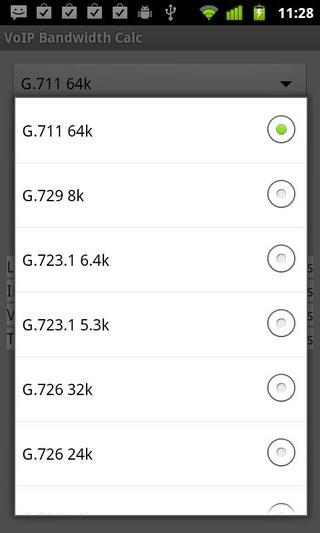 VoIP Bandwidth Calc截图3