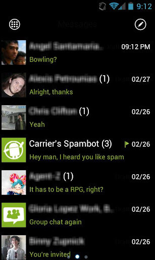 GOSMS WP7的绿色主题免费截图3