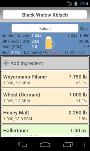 BrewR - Beer Recipe Manager截图2