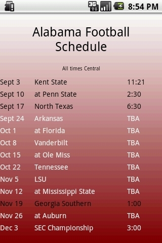 Alabama Football Schedule截图1