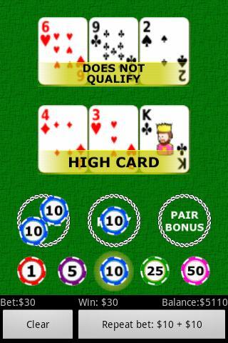 Tri Card Poker FREE截图2