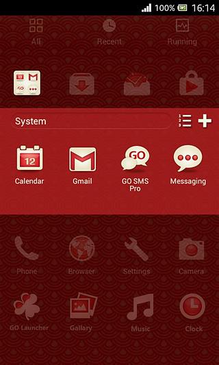 Zh-Red  GO Launcher EX Theme截图3