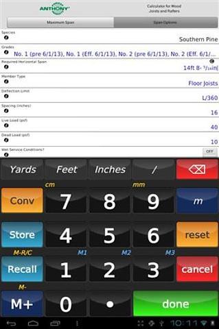 安东尼木材跨度计算器截图6