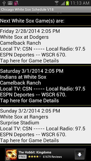 Simple White Sox Schedule截图2