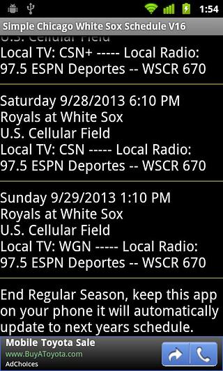 Simple White Sox Schedule截图3