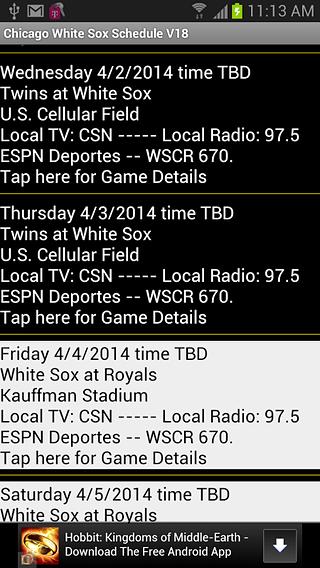 Simple White Sox Schedule截图5