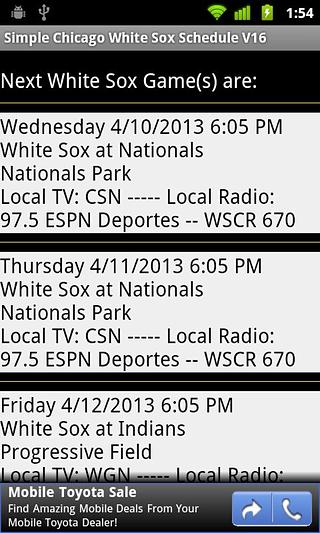 Simple White Sox Schedule截图7