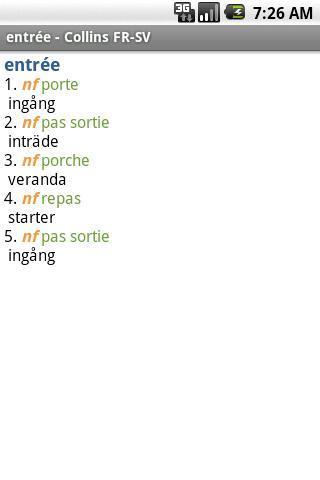 迷你柯林斯字典:法语瑞典语截图4